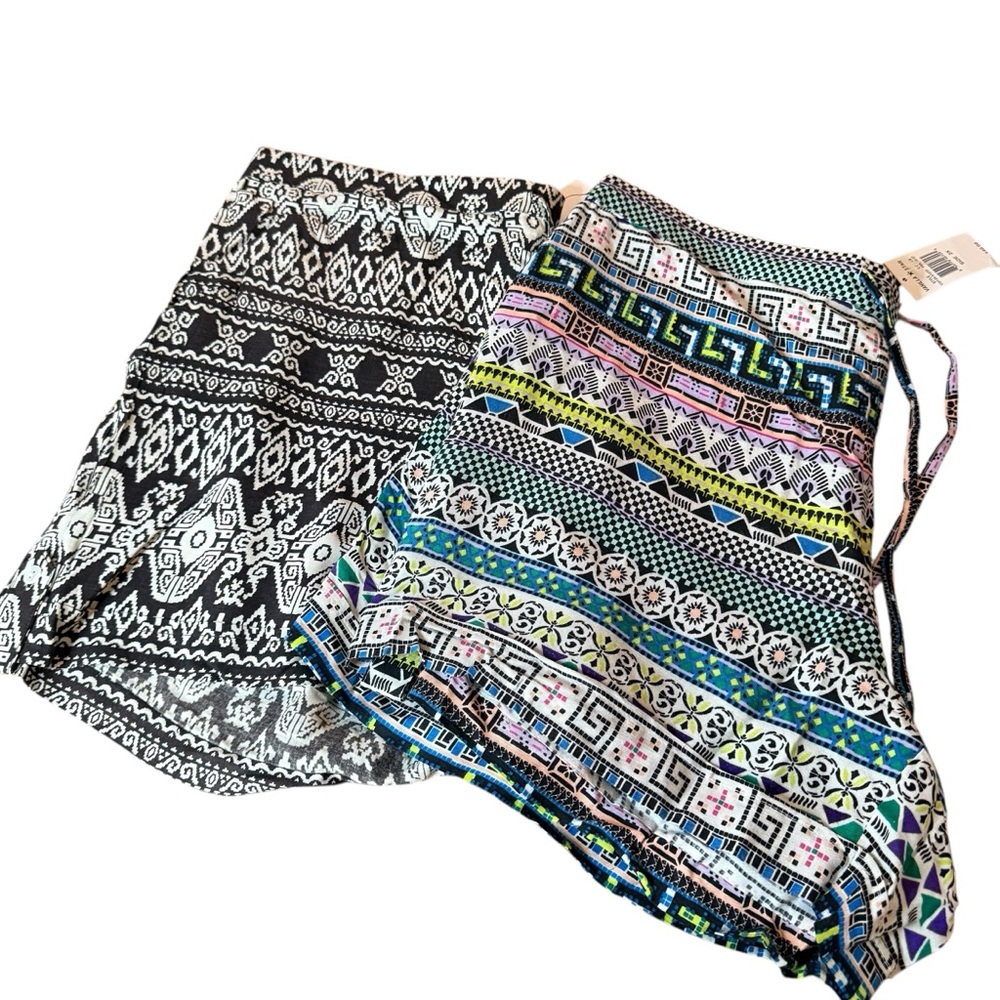Vanilla Star Rayon Pull On Aztec Geo Shorts New 2X 2 Pair